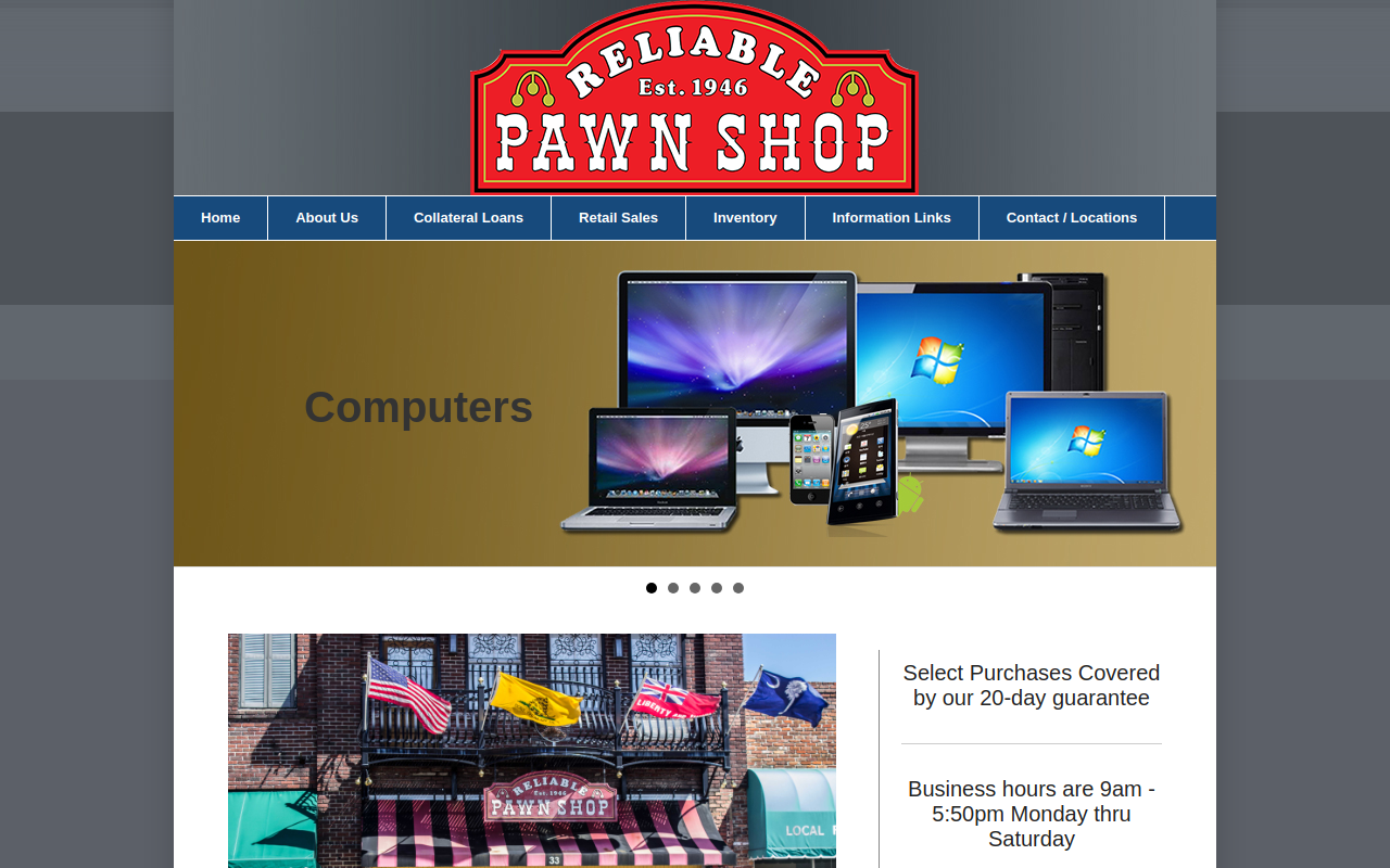 Reliable Pawn Shop website preview