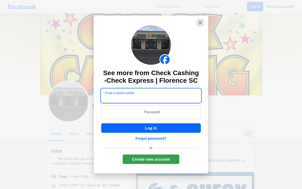 CHECK CASHING of Florence website preview