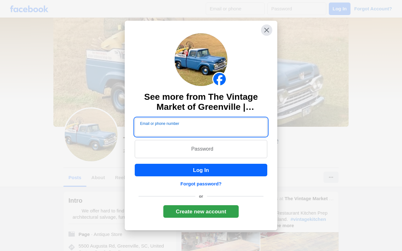 The Vintage Market of Greenville website preview