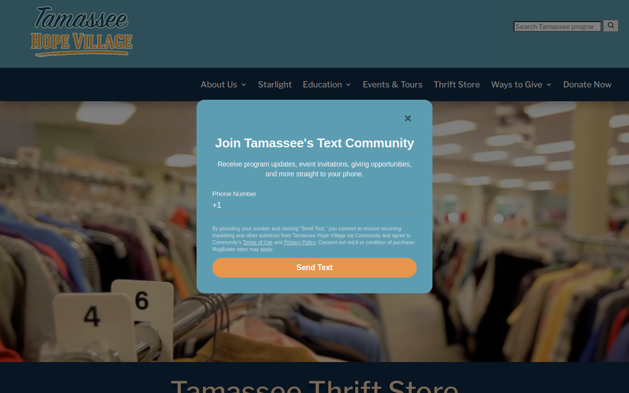 Tamassee Dar School Thrift Shop website preview