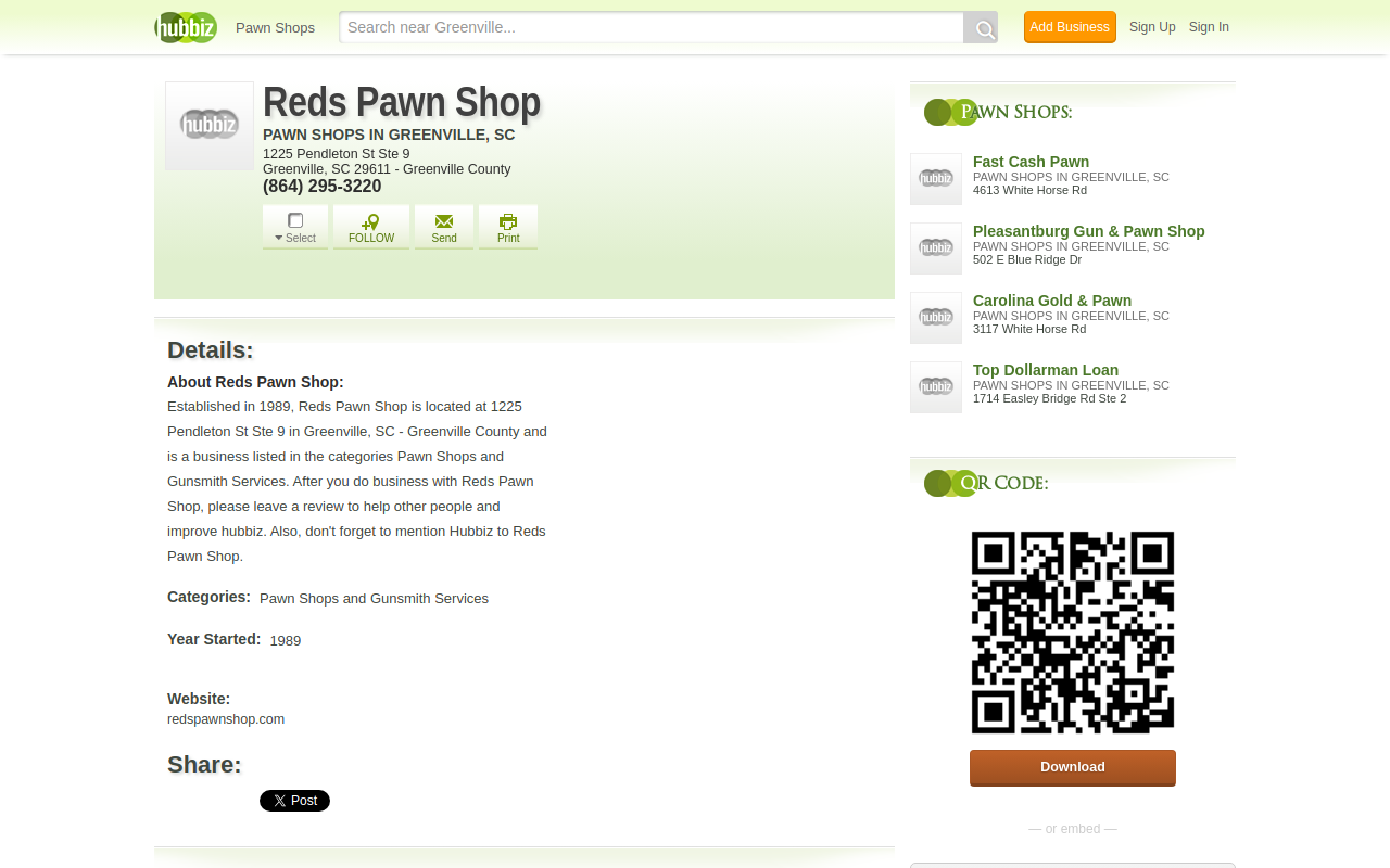 Reds Pawn Shop website preview