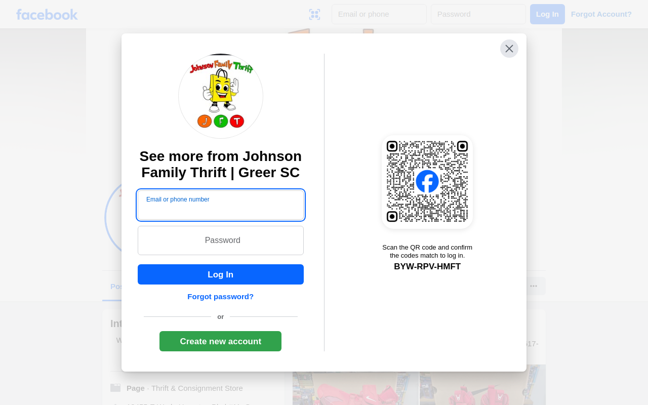 Johnson Family Thrift website preview