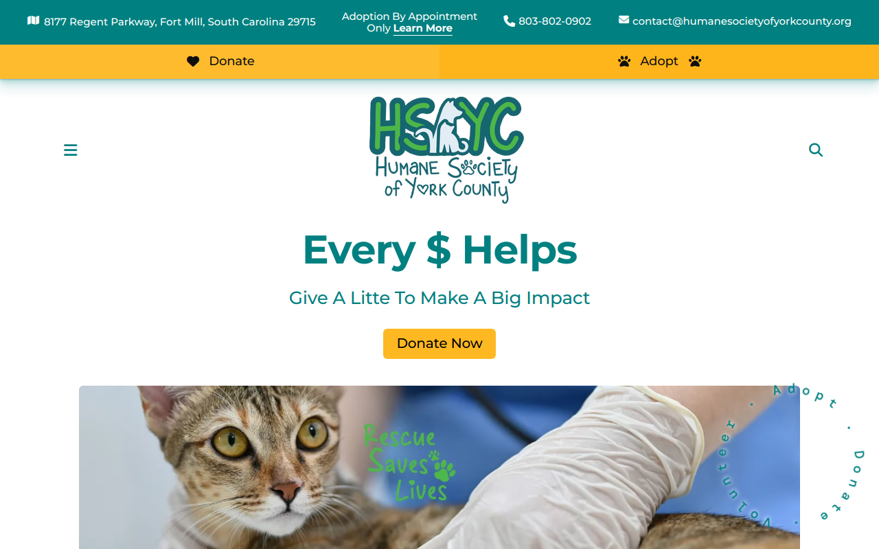 Humane Society of York County Christmas Store website preview
