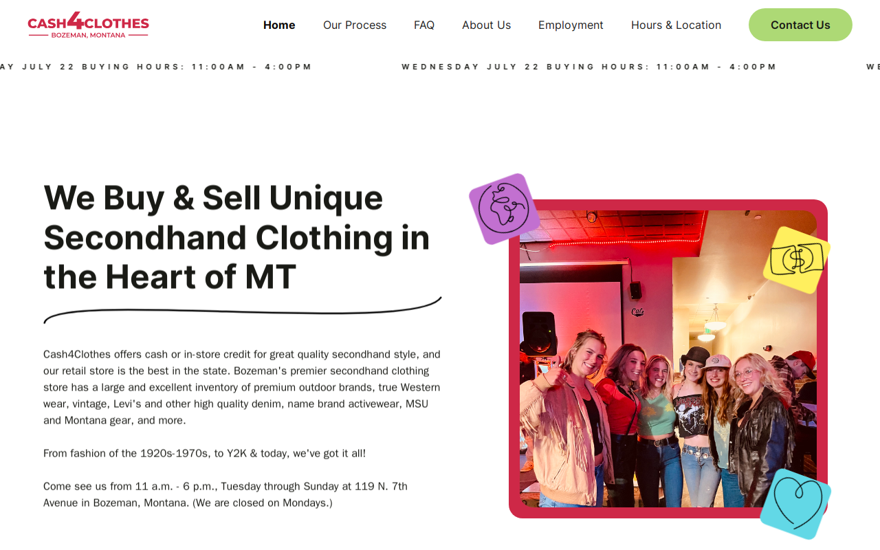 Cash 4 Clothes website preview