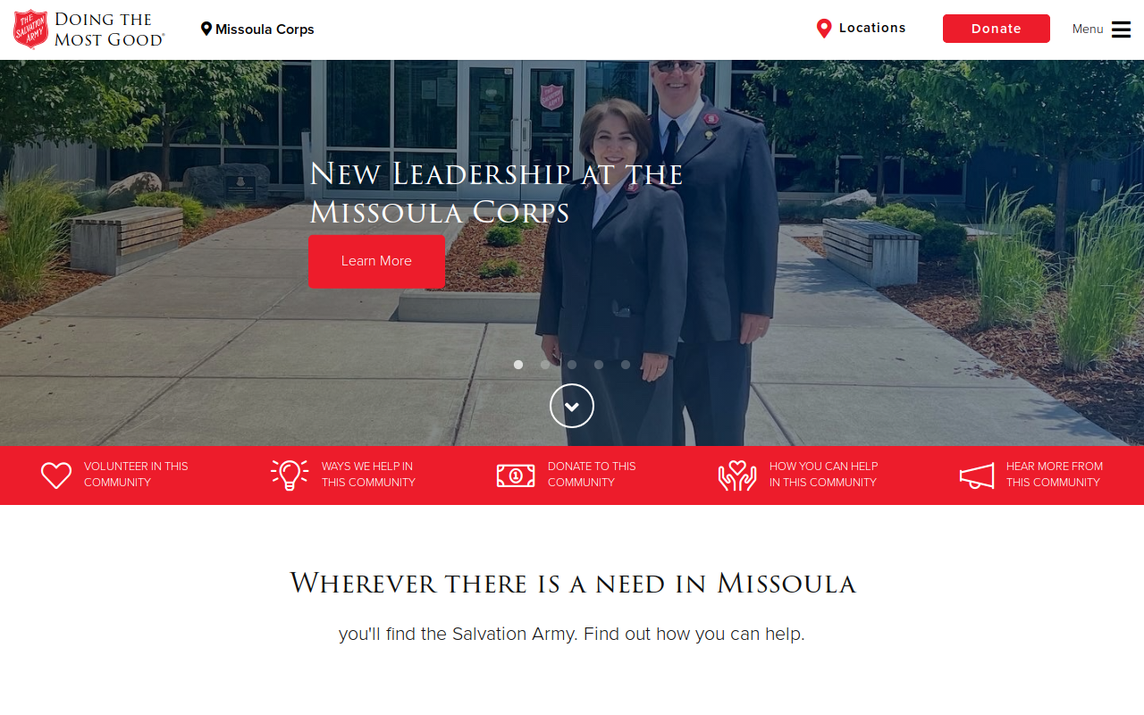Salvation Army website preview
