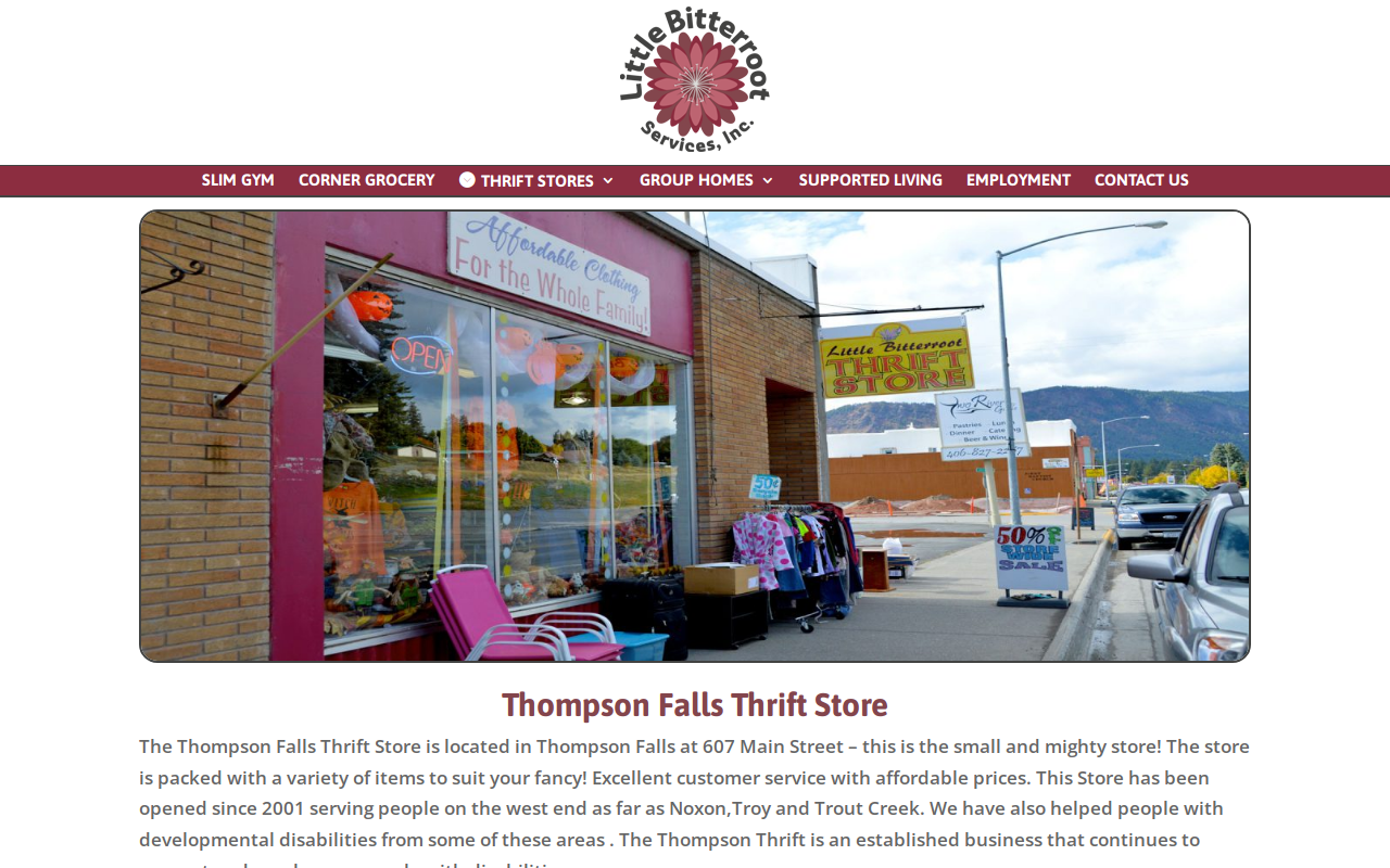 Little Bitterroot Thrift Store website preview