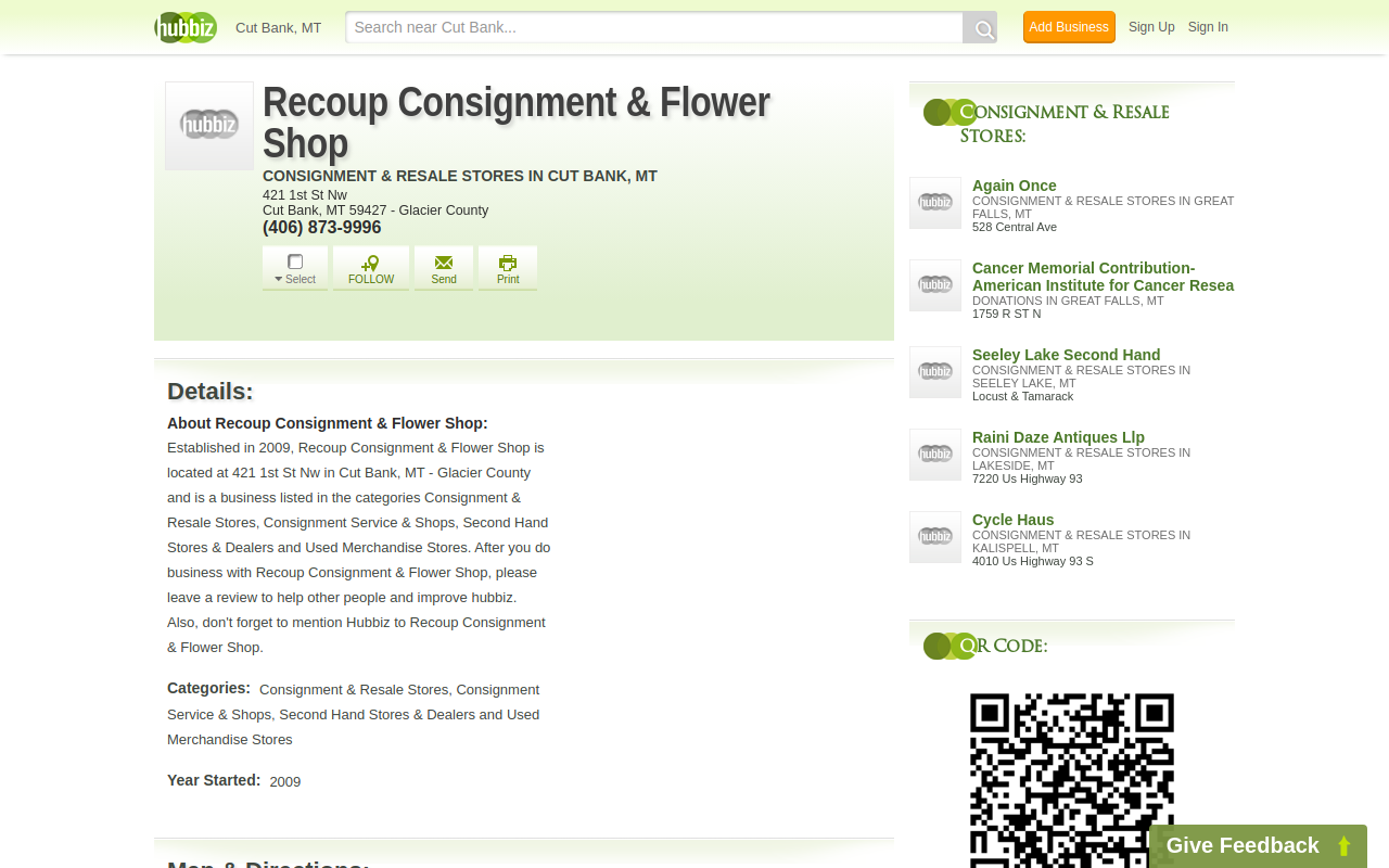 Recoup Consignment and Flower Shop website preview