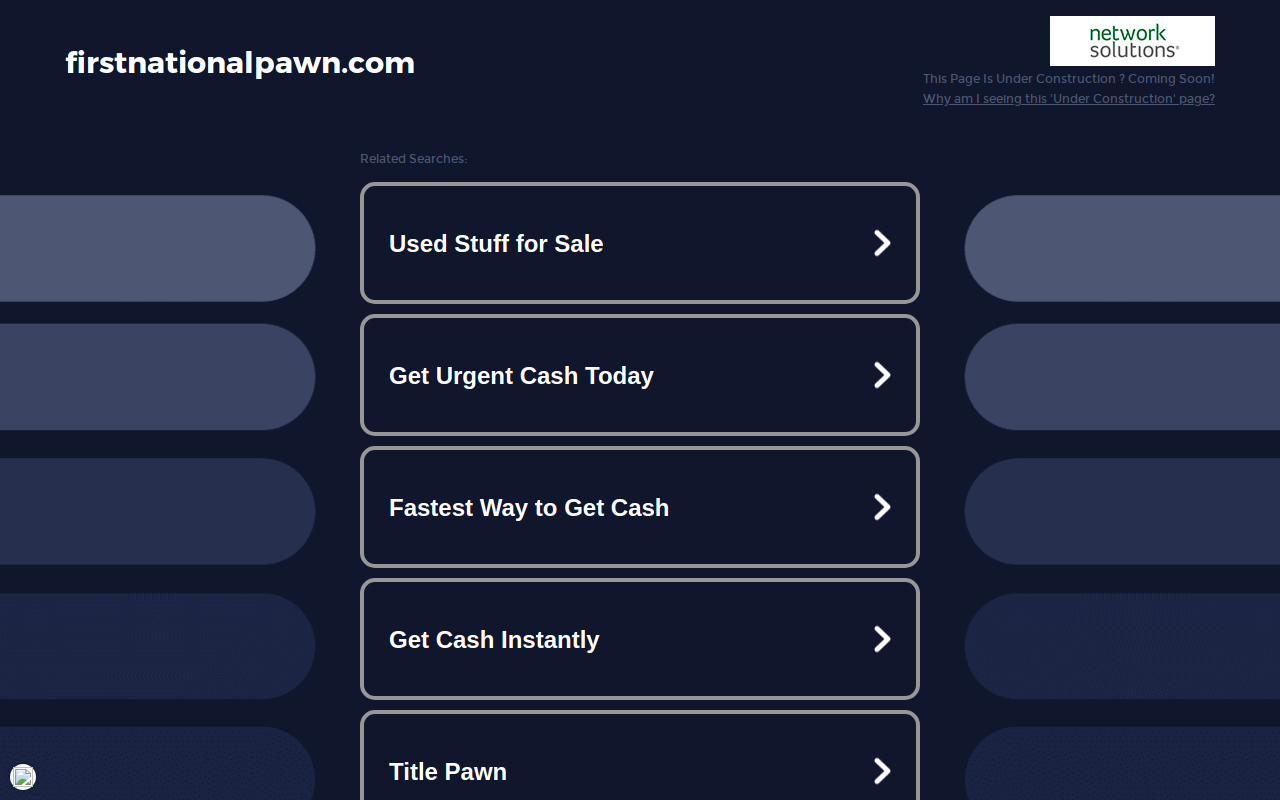 First National Pawn website preview