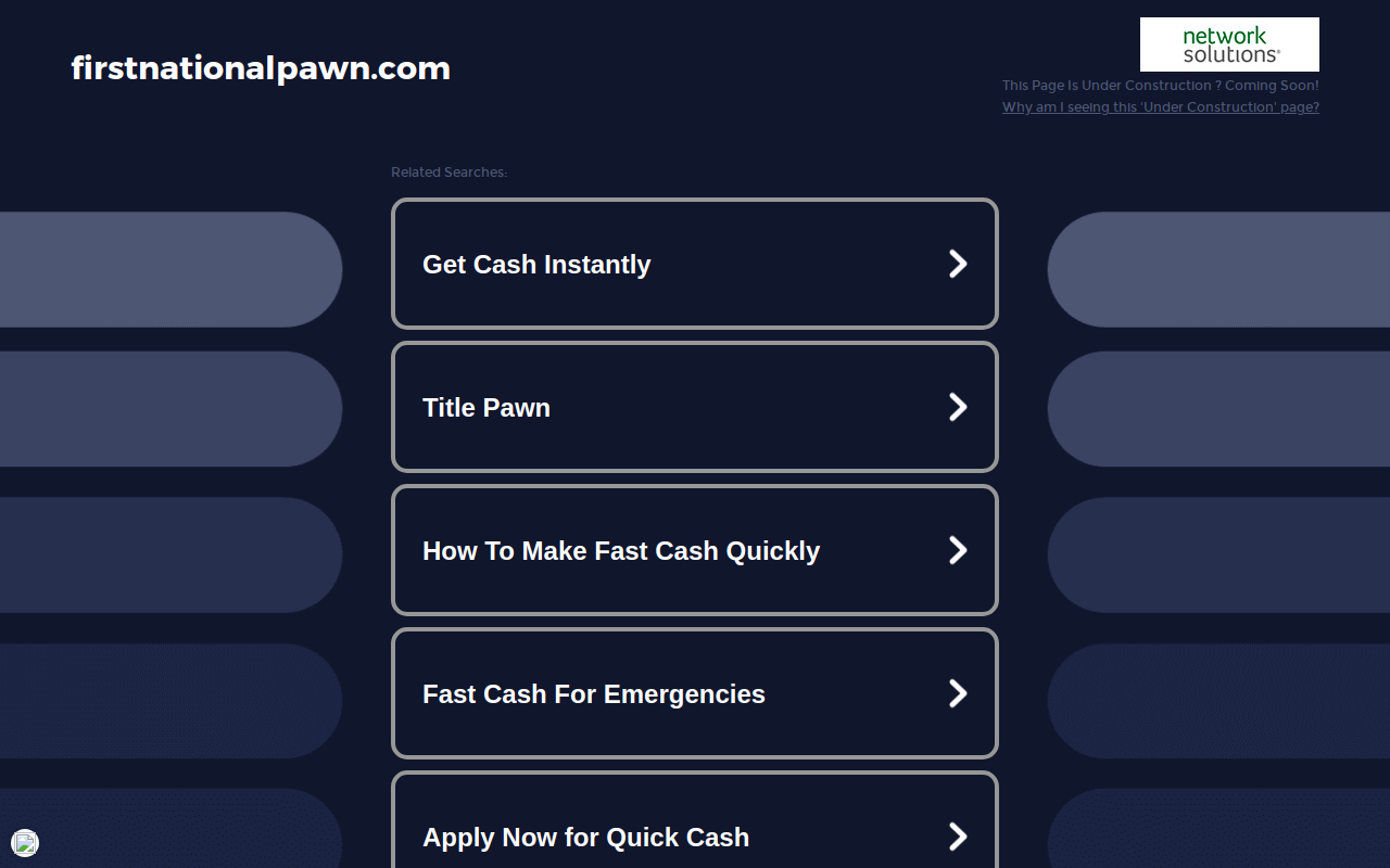 First National Pawn website preview