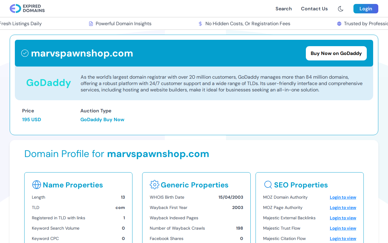 Marv's Other Place Pawn Shop website preview