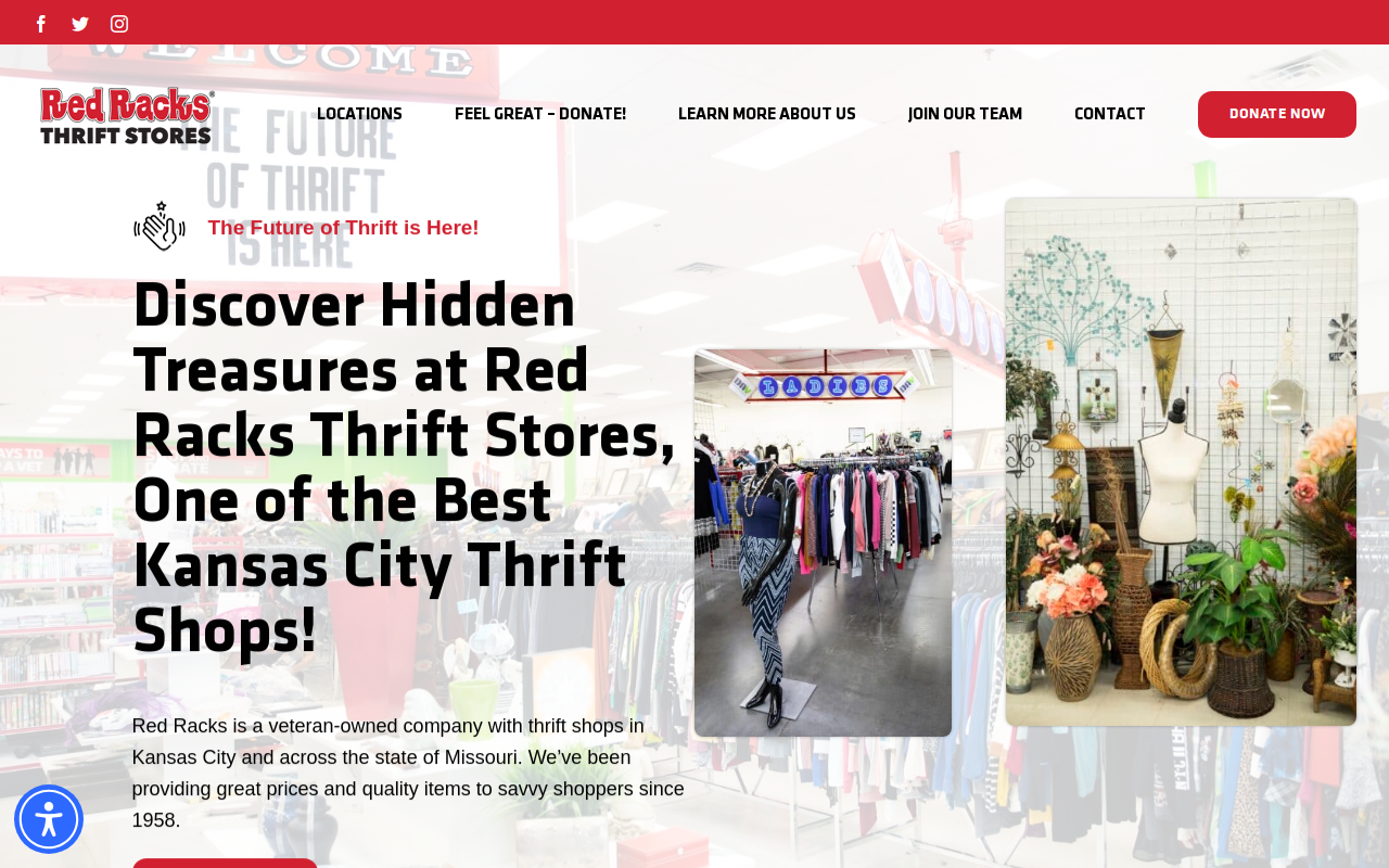 Red Racks DAV Thrift Store website preview