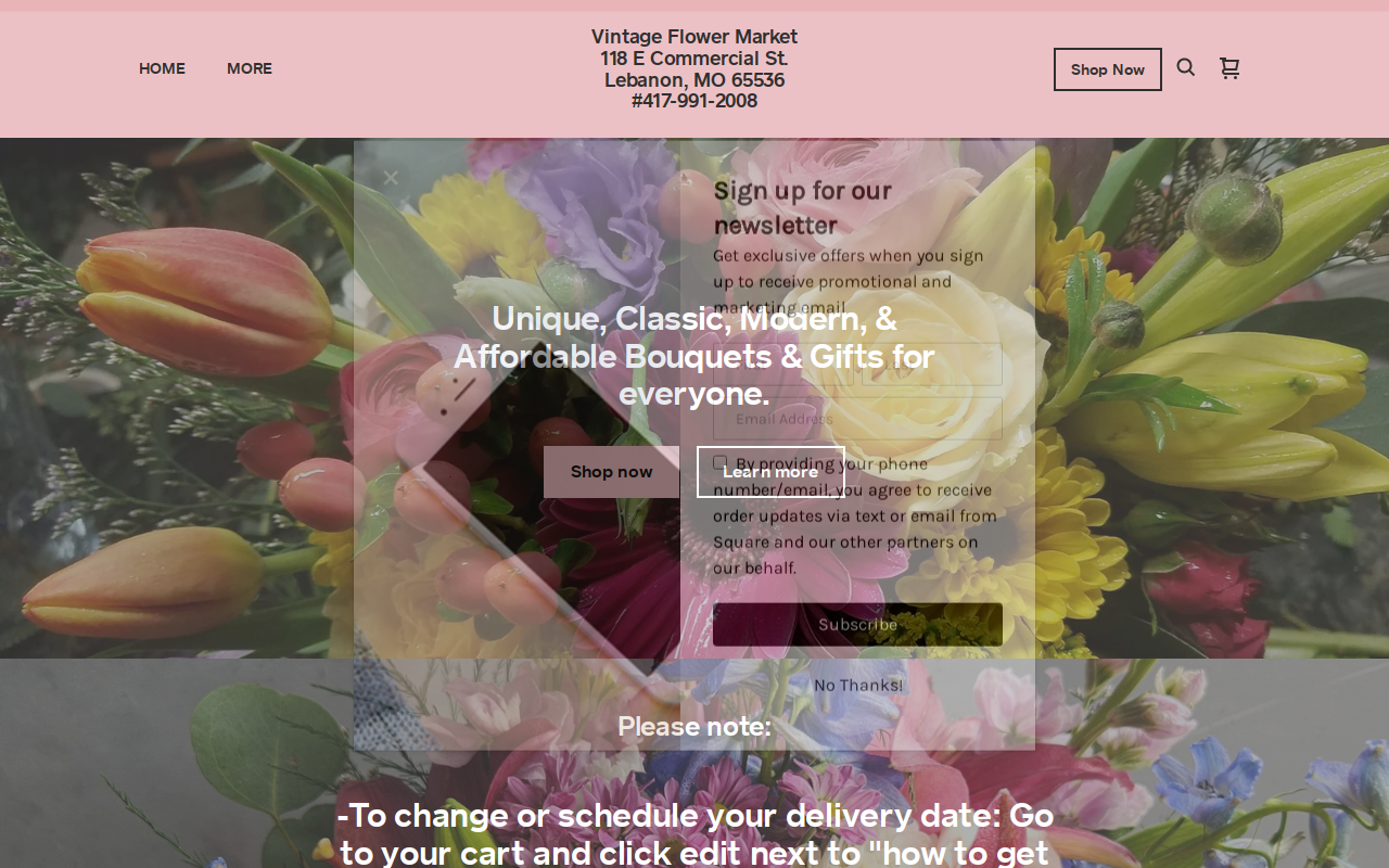 Vintage Flower Market website preview