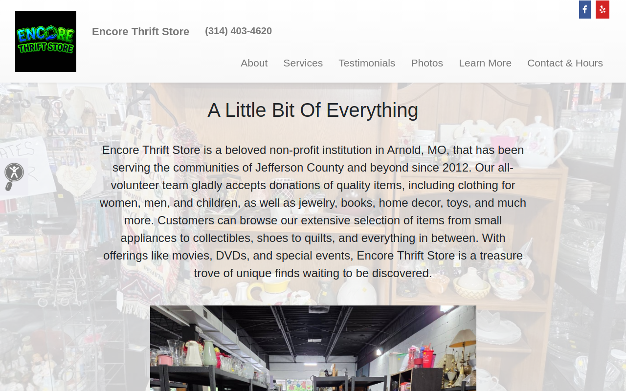 Encore Thrift Store website preview