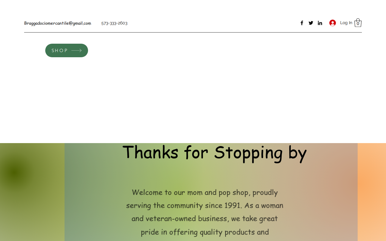 Braggadocio Mercantile website preview