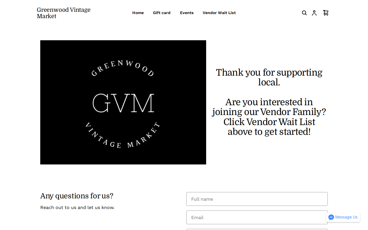 Greenwood Vintage Market website preview