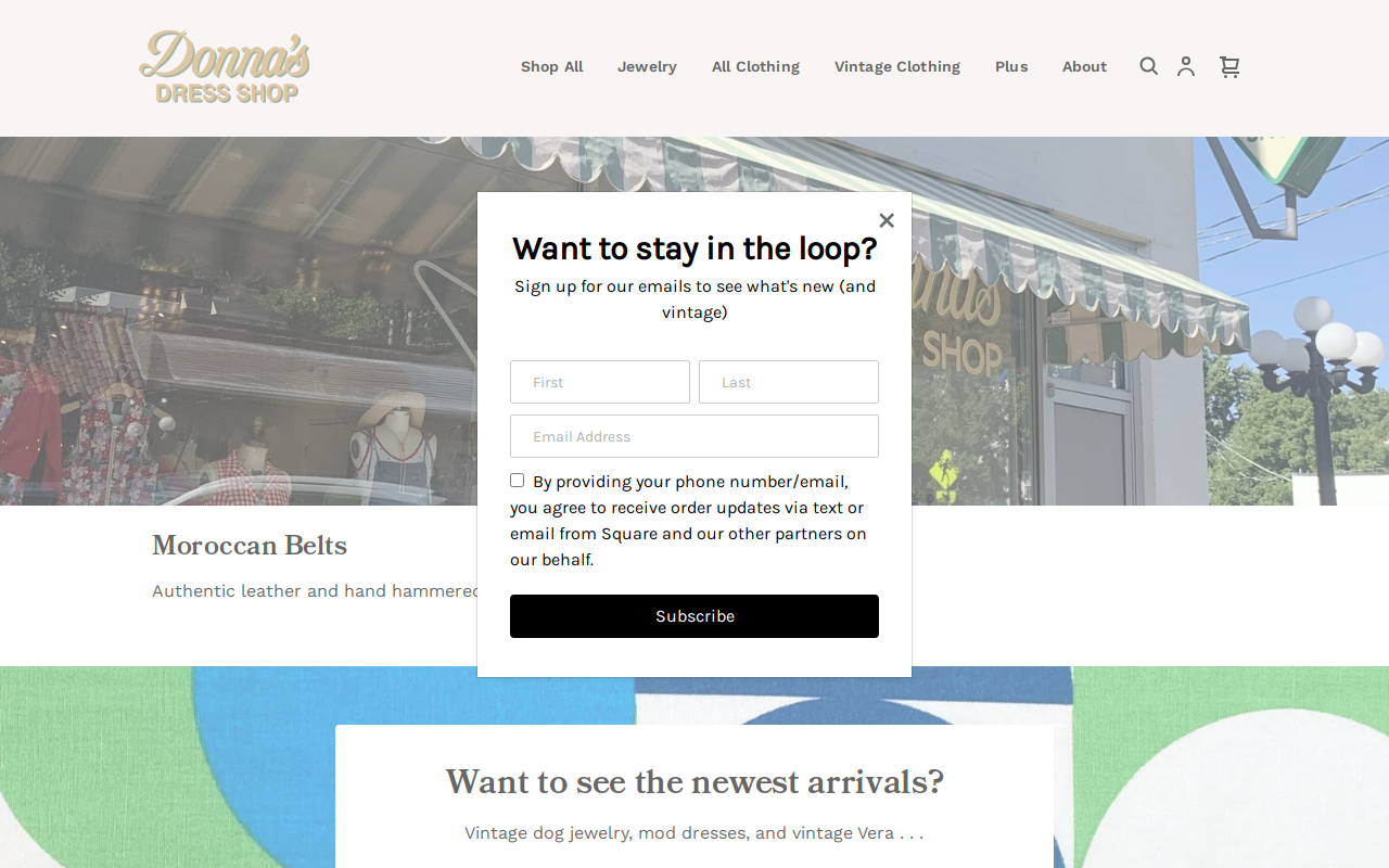 Donna's Dress Shop website preview