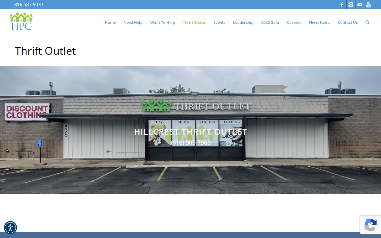Hillcrest Thrift Store website preview