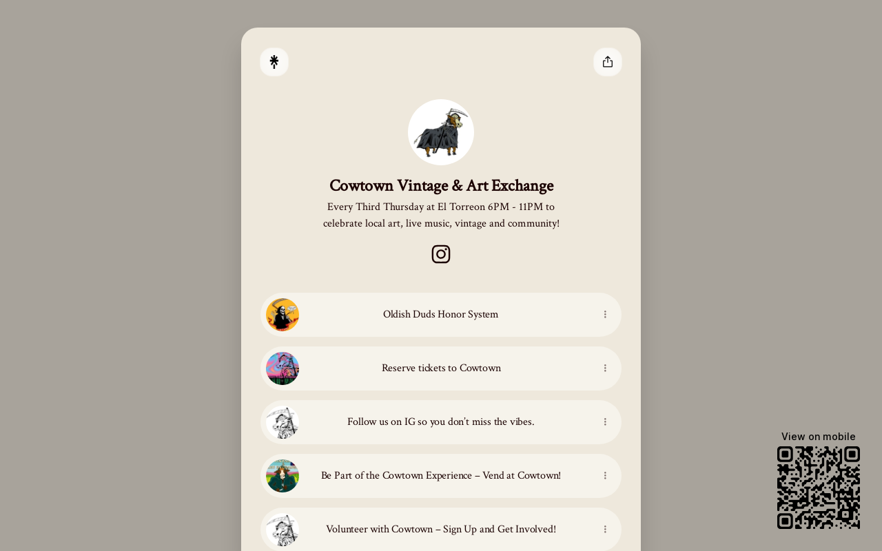 Cowtown Vintage & Art Exchange website preview