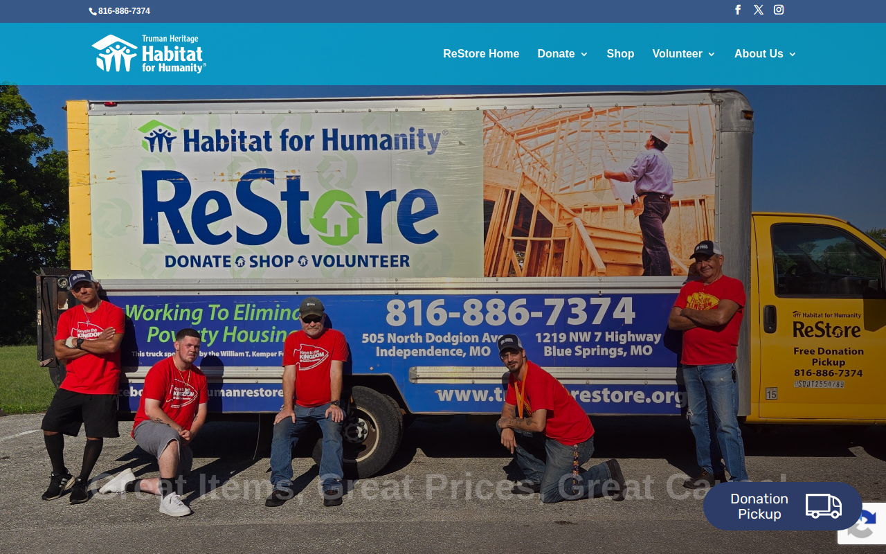 Truman Heritage Habitat ReStore website preview