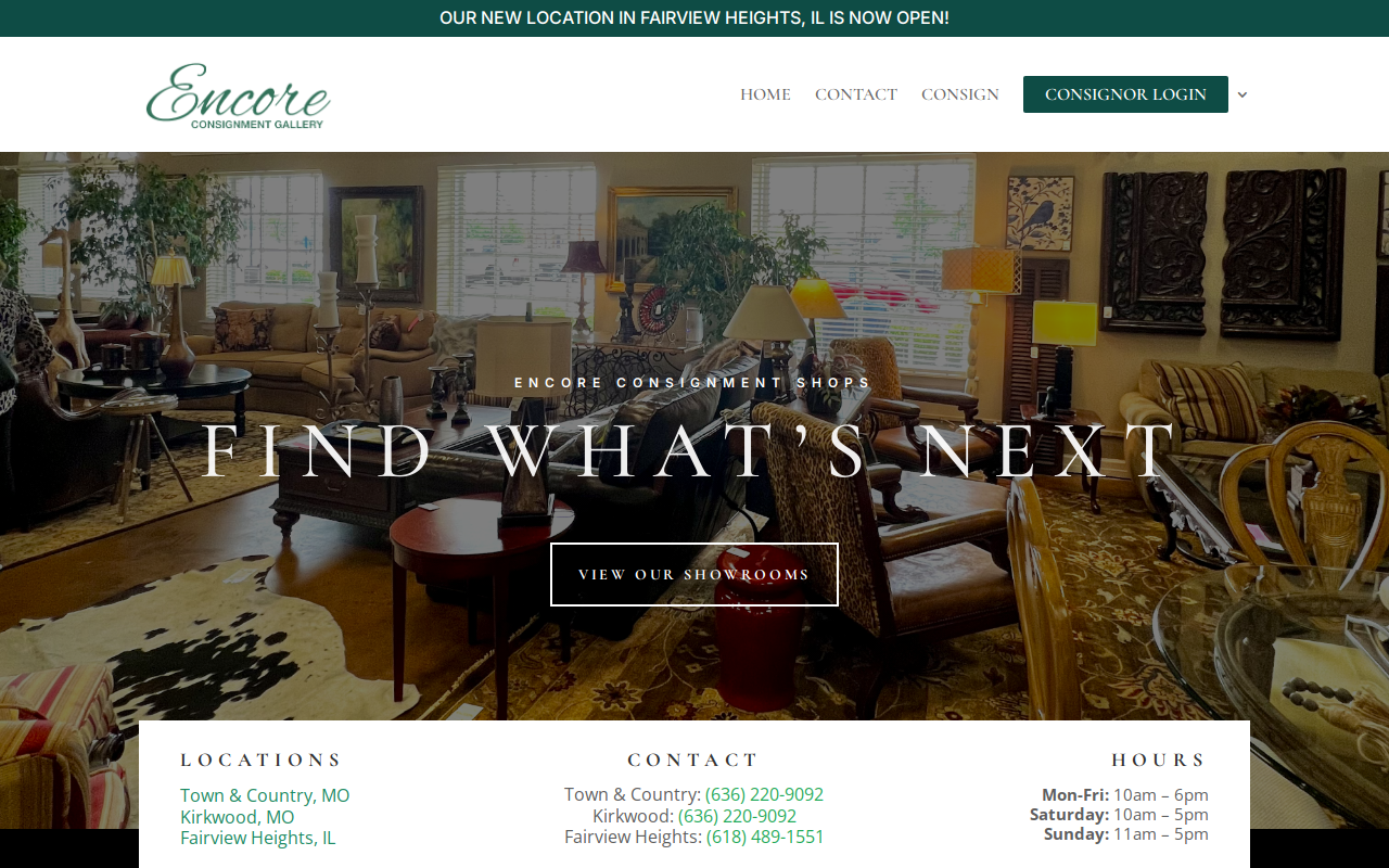 Encore Consignment Gallery website preview