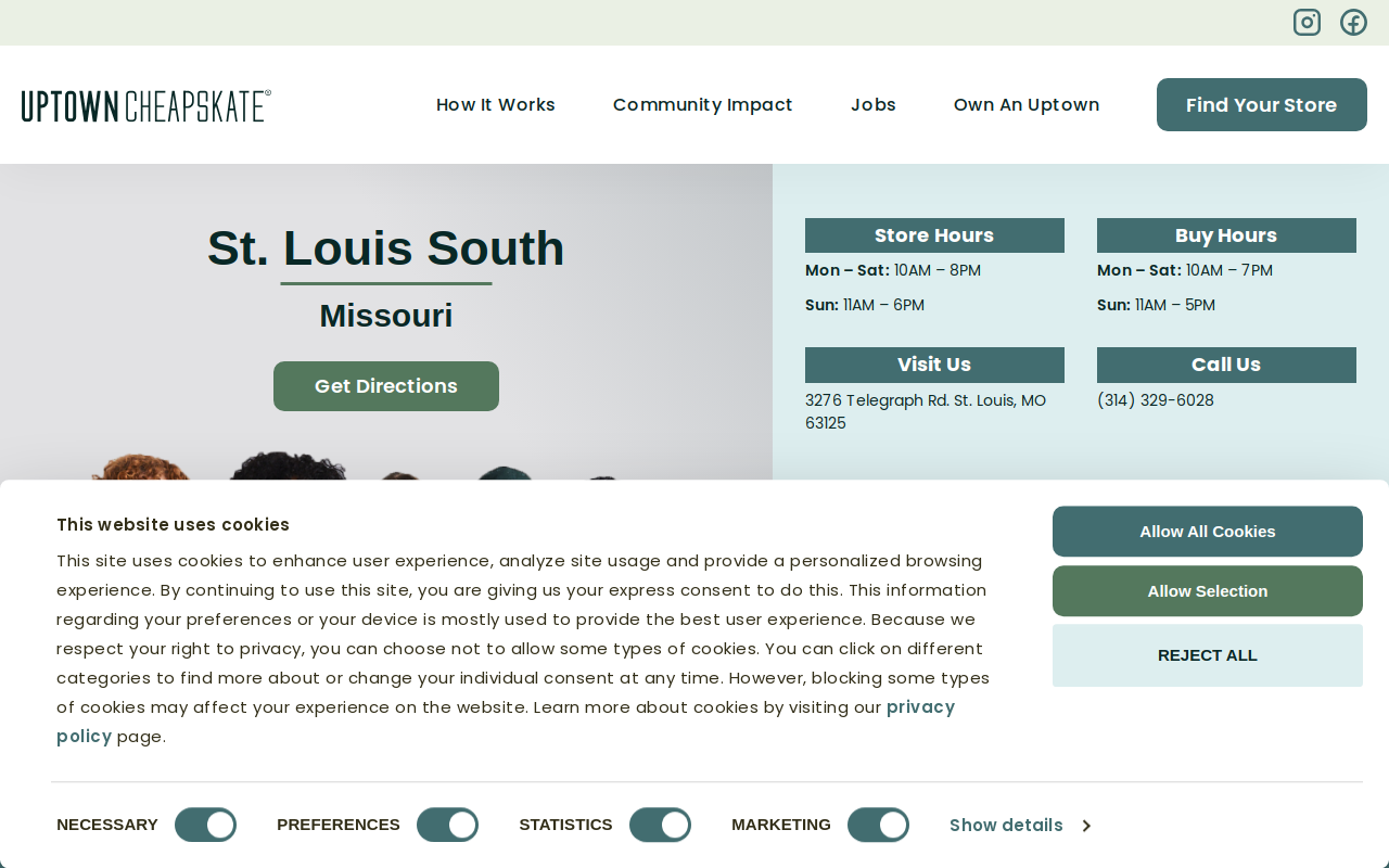 Uptown Cheapskate website preview
