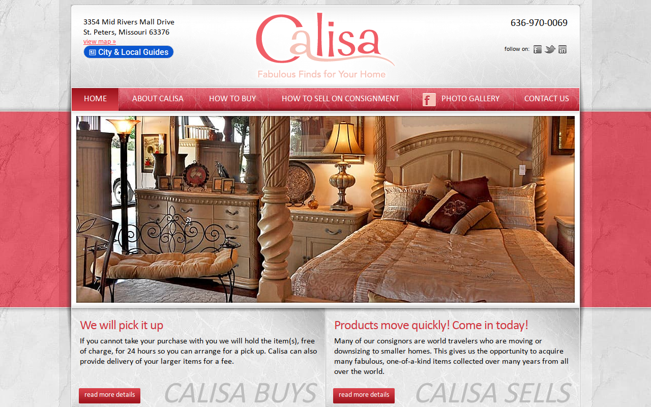 Calisa Home Decor website preview
