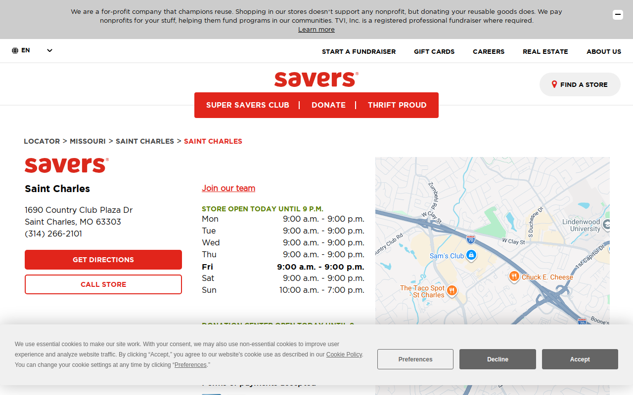 Savers website preview