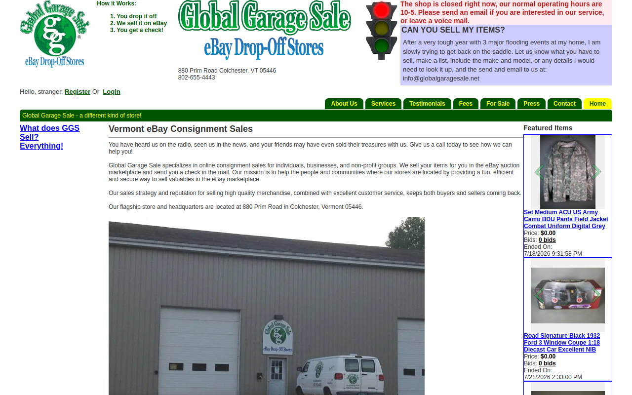 Global Garage Sale website preview