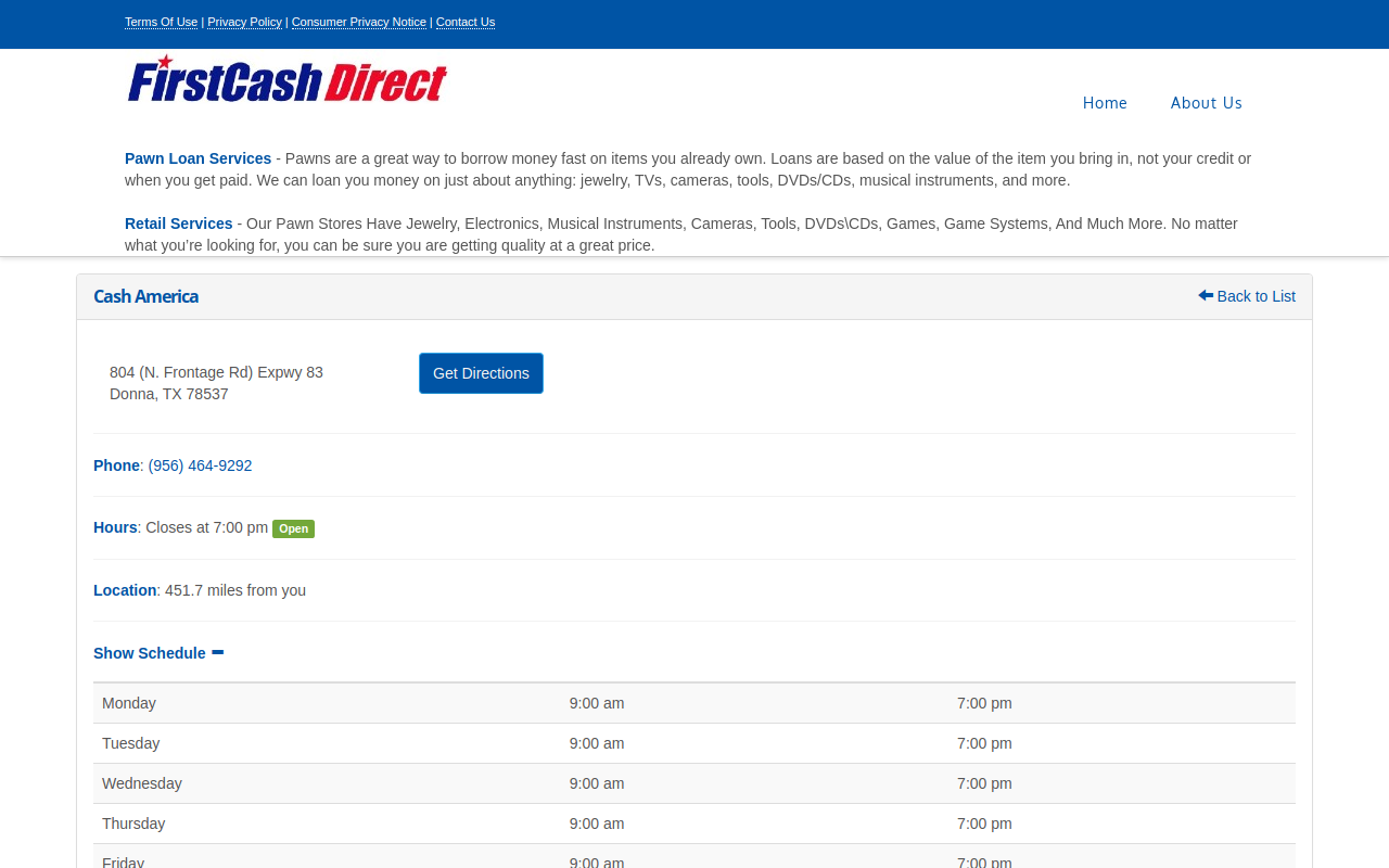 Cash America Donna website preview