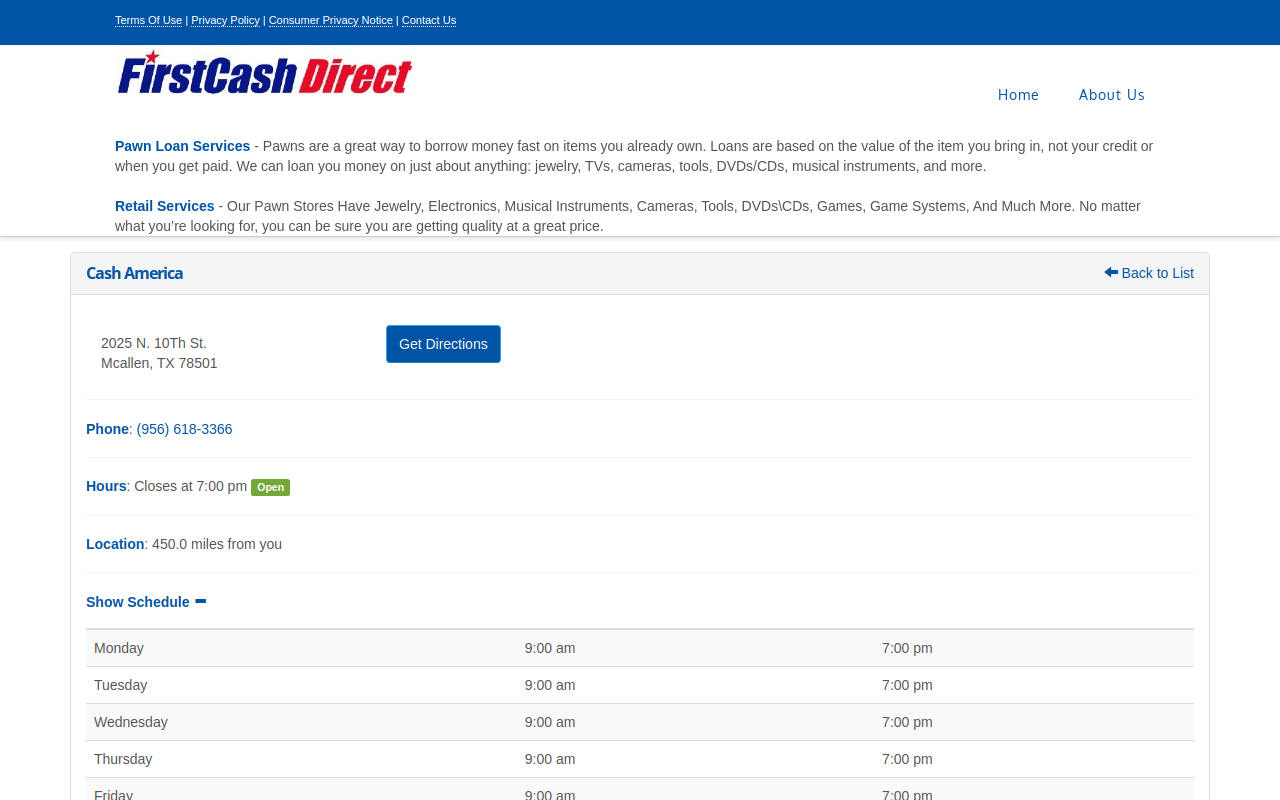 Cash America Pawn website preview