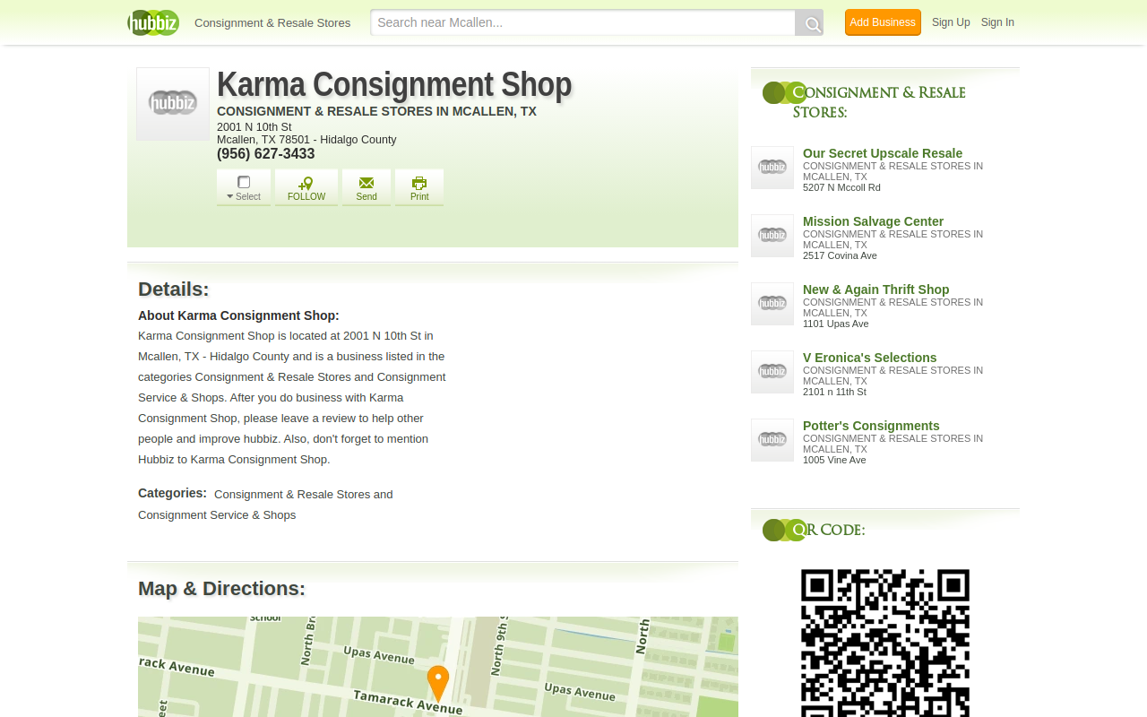 Karma Consignment Shop website preview