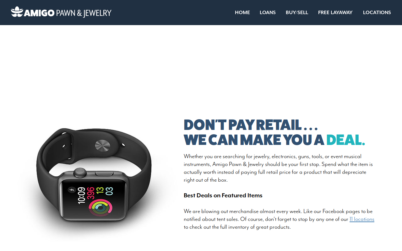 Amigo Pawn & Jewelry website preview
