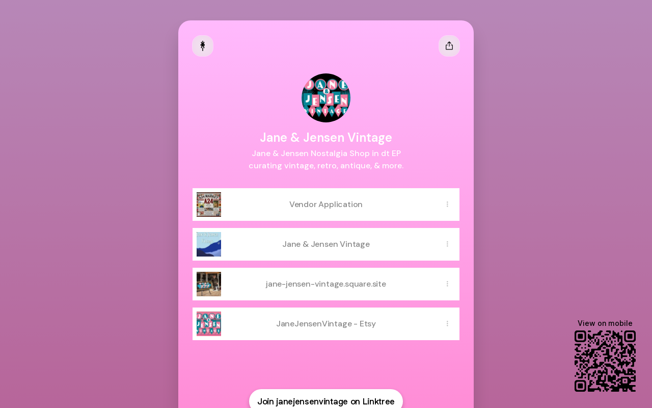 Jane and Jensen Nostalgia Shop website preview