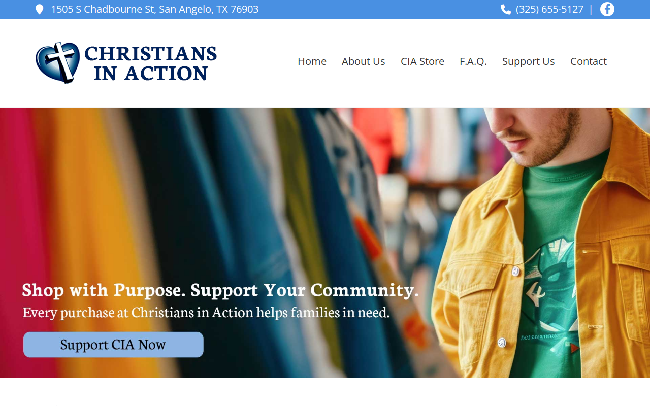 Christians in Action website preview