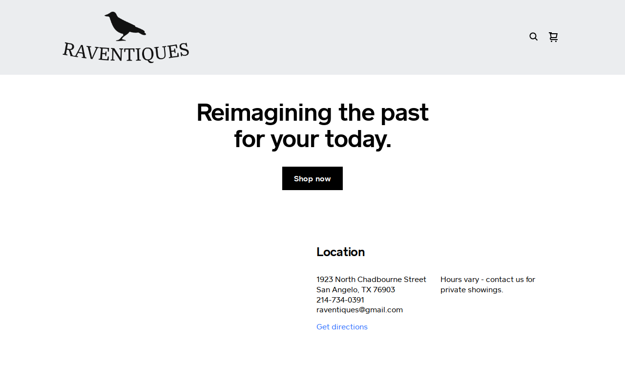 Raventiques website preview