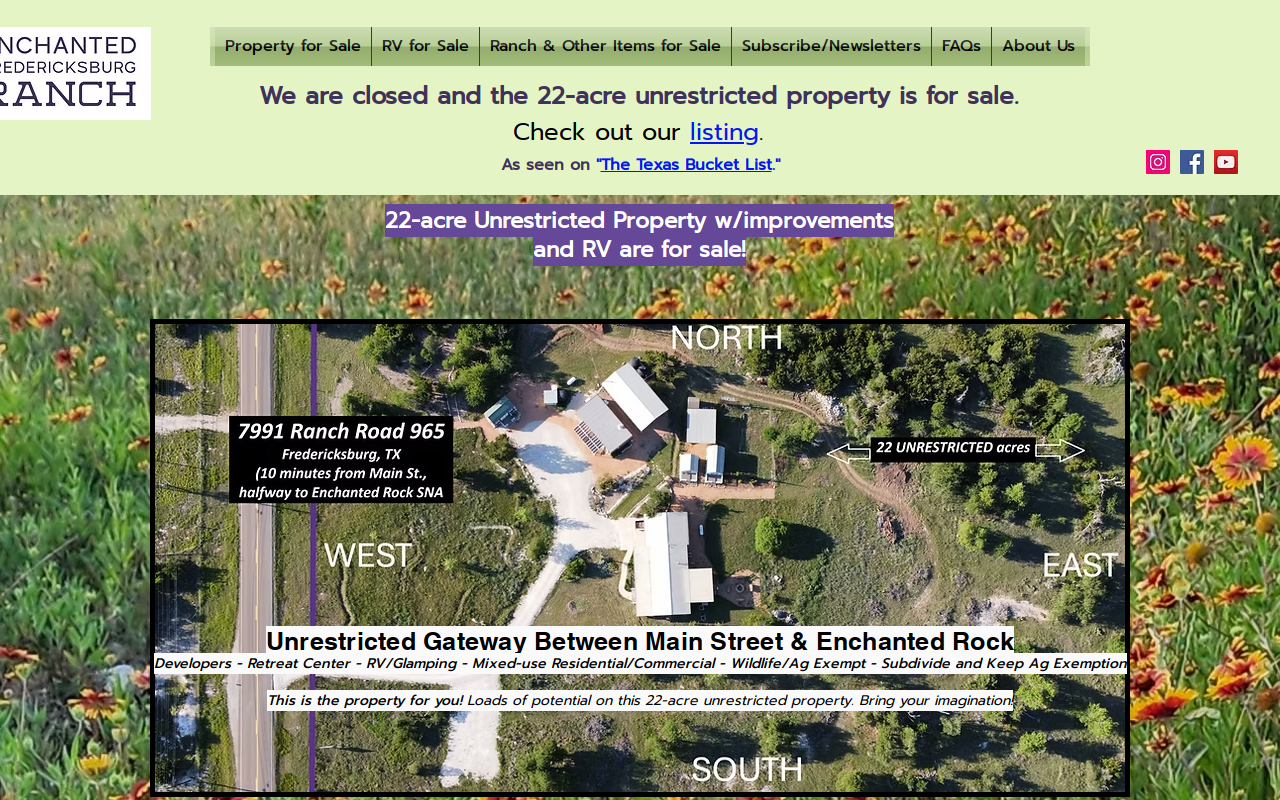 Enchanted Fredericksburg Ranch website preview