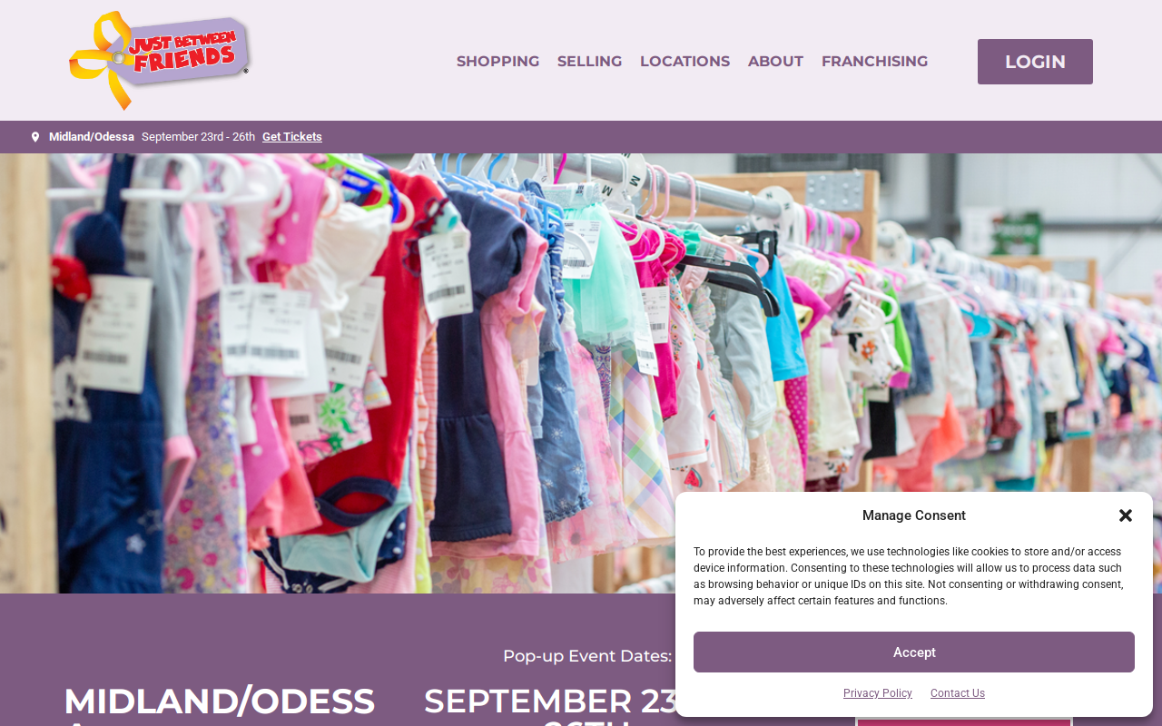 Just Between Friends website preview