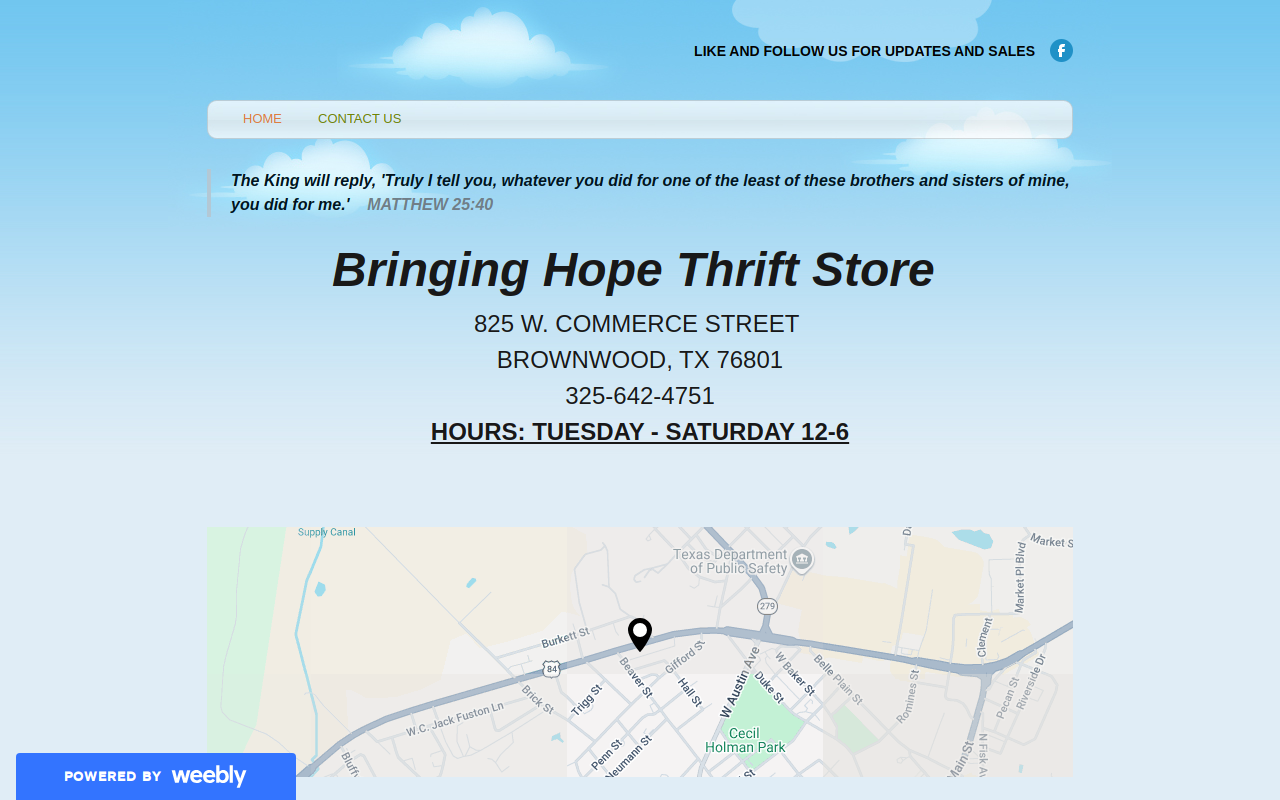 Bringing Hope Thrift Store website preview