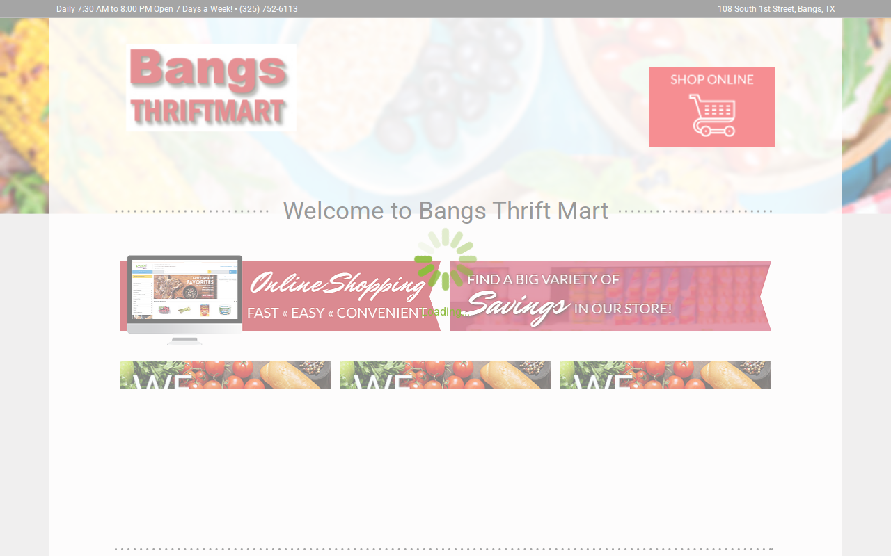 Bangs Thrift Mart website preview
