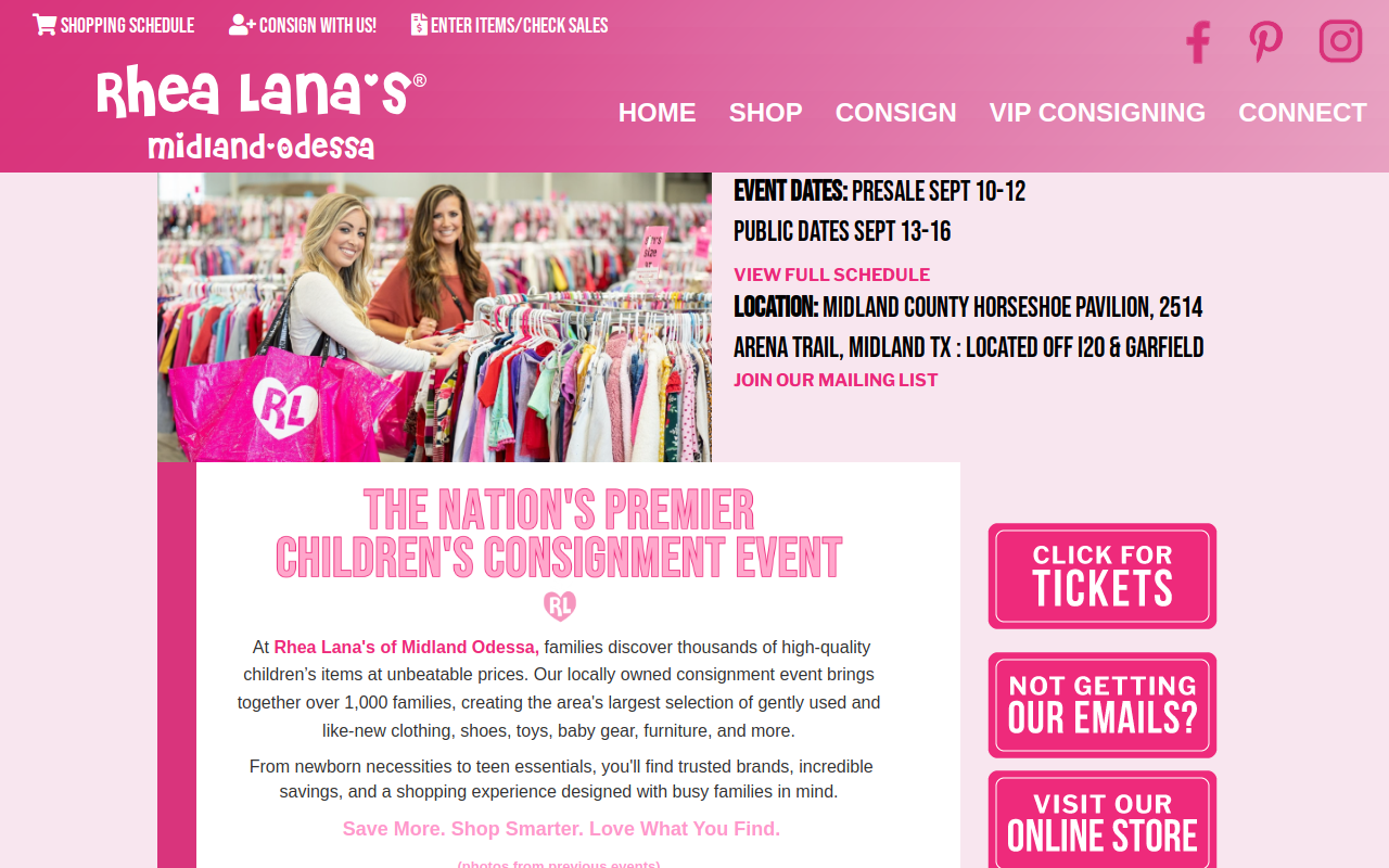 Rhea Lana's of Midland-Odessa website preview