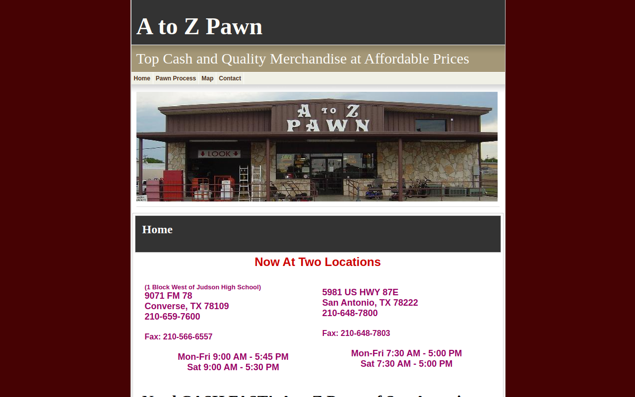 A To Z Pawn website preview