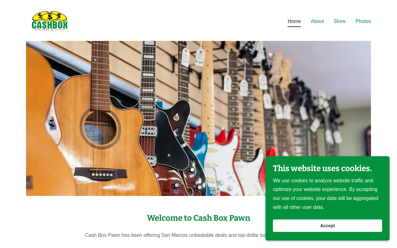 Cash Box Pawn website preview