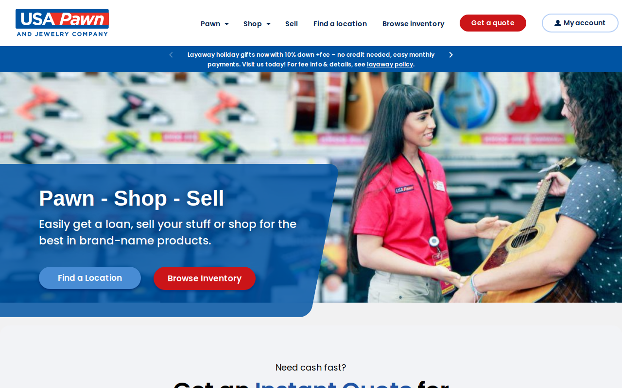 USA Pawn and Jewelry website preview