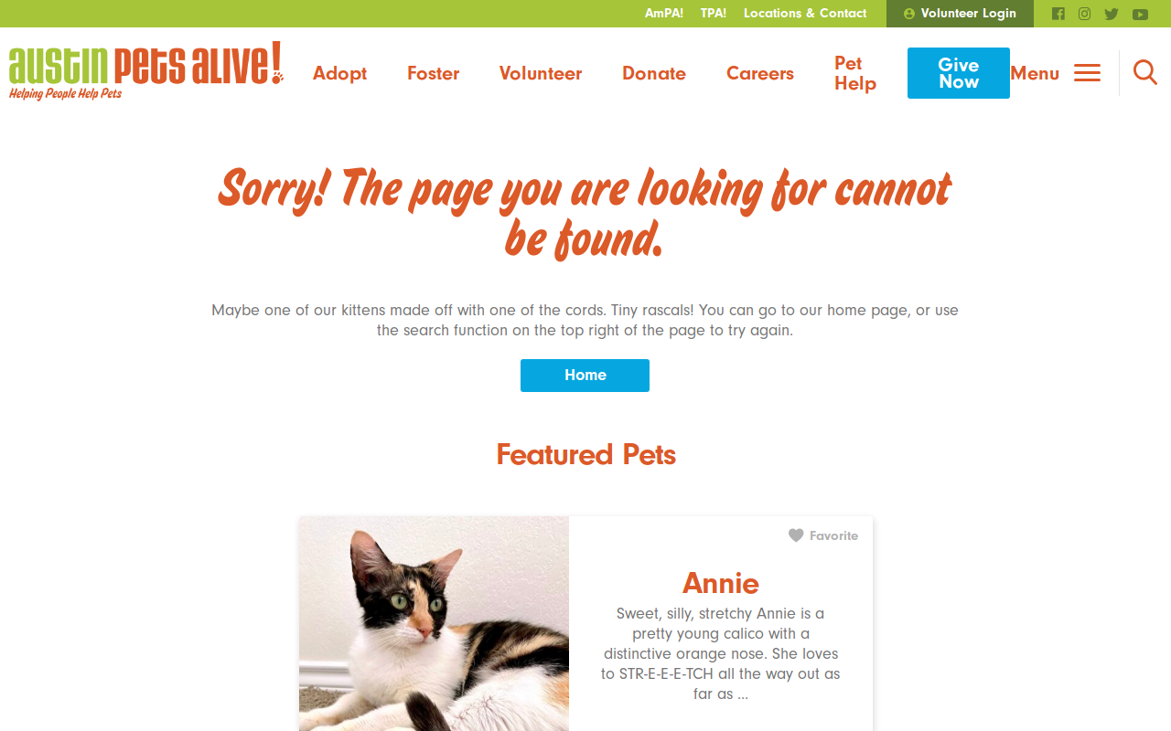 Austin Pets Alive! Thrift website preview