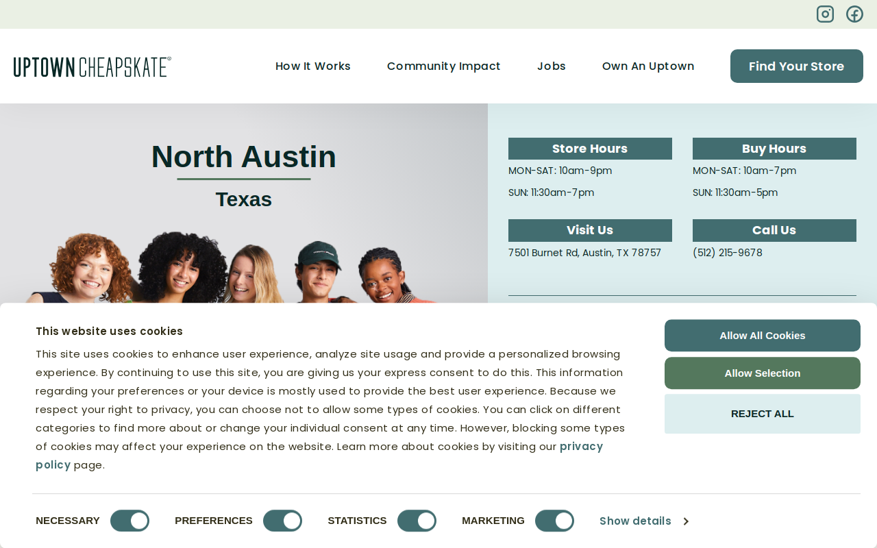 Uptown Cheapskate website preview