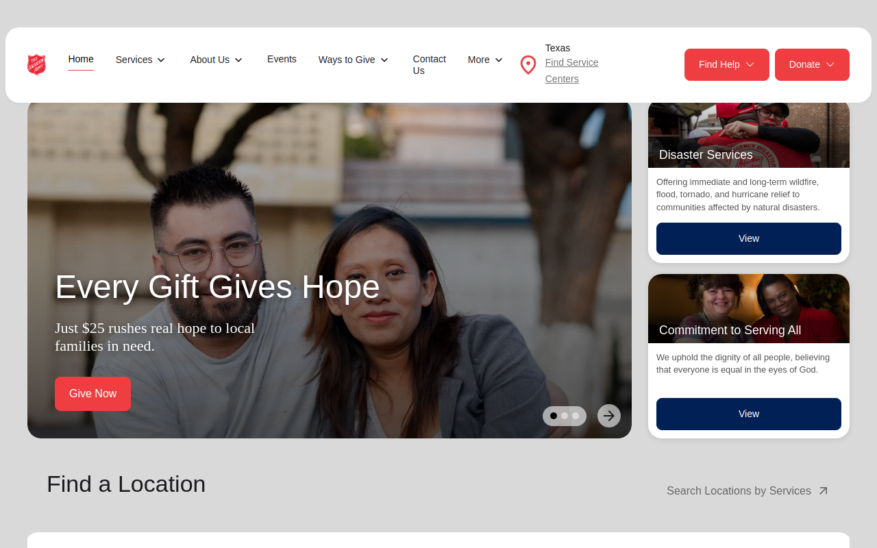 The Salvation Army Family Store website preview