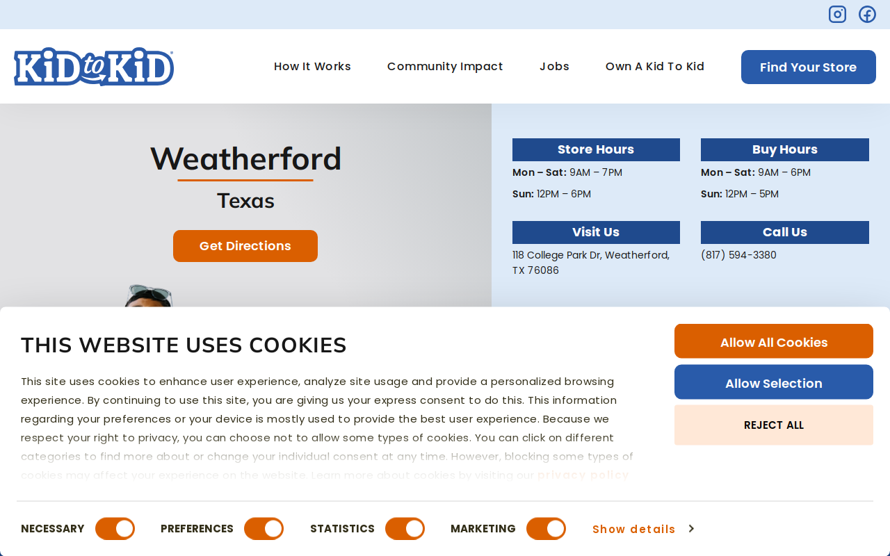 Kid to Kid Weatherford website preview