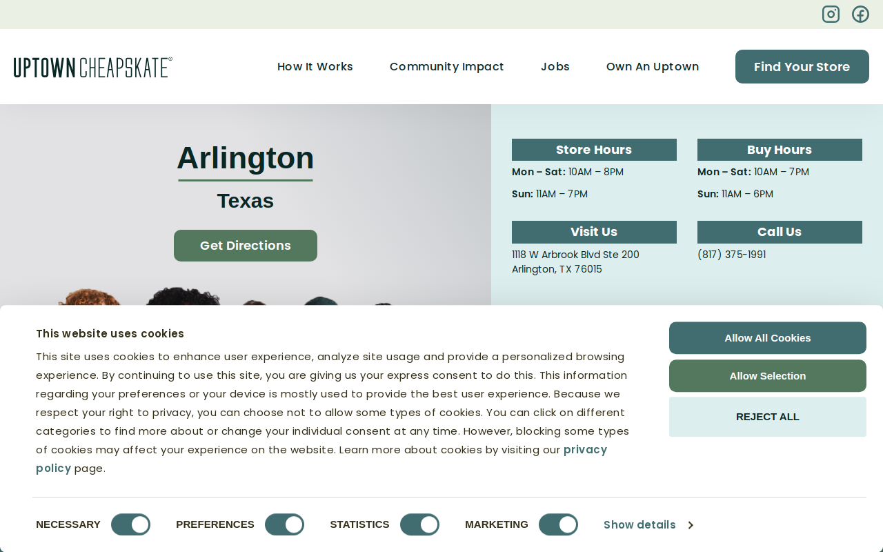 Uptown Cheapskate website preview