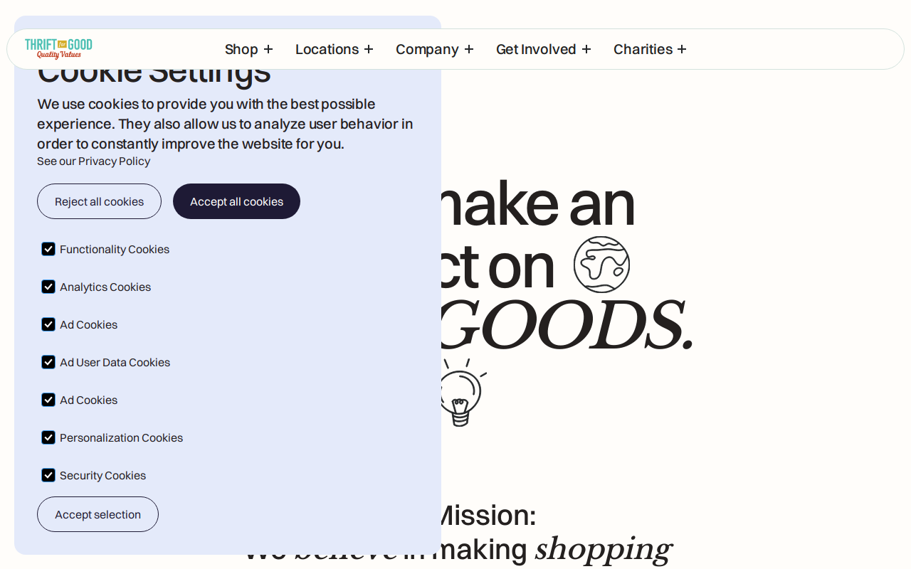 Thrift For Good® website preview