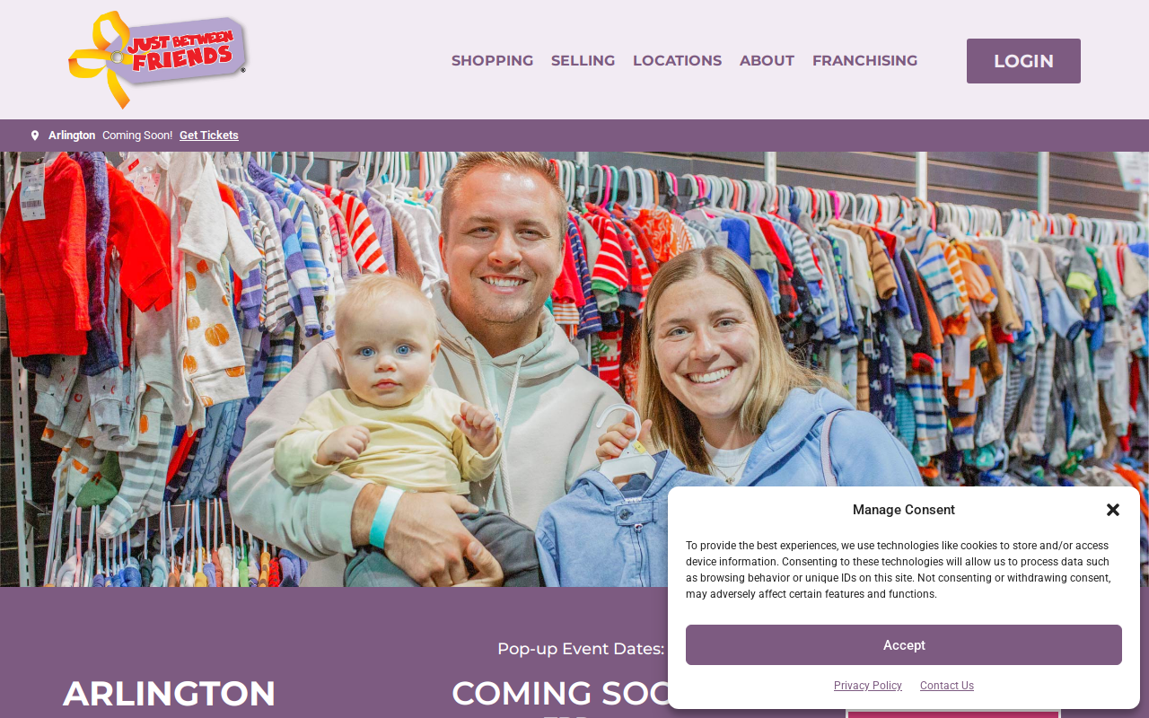 Just Between Friends - Arlington, TX website preview